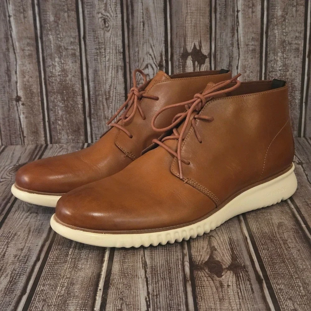 Sz 12 M Mens Cole Haan Zerogrand British Tan Leather Chukka Boots Excellent